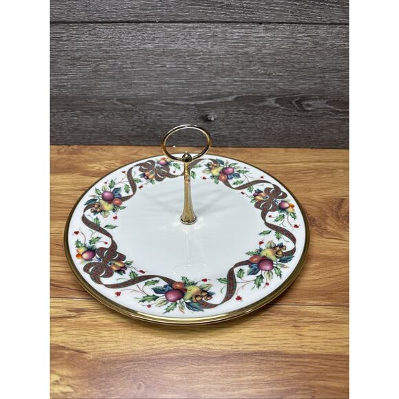 LENOX HOLIDAY TARTAN Serving Tray with Handle Tidbit Tray 10-5/8” - Picture 7 of 7